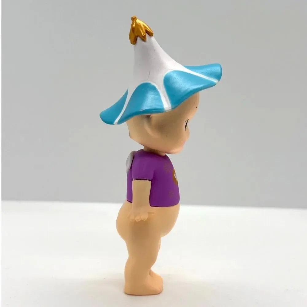 New Unbranded Kewpie/Angel Collectible Mini Figure, Blue Flower, Open Box